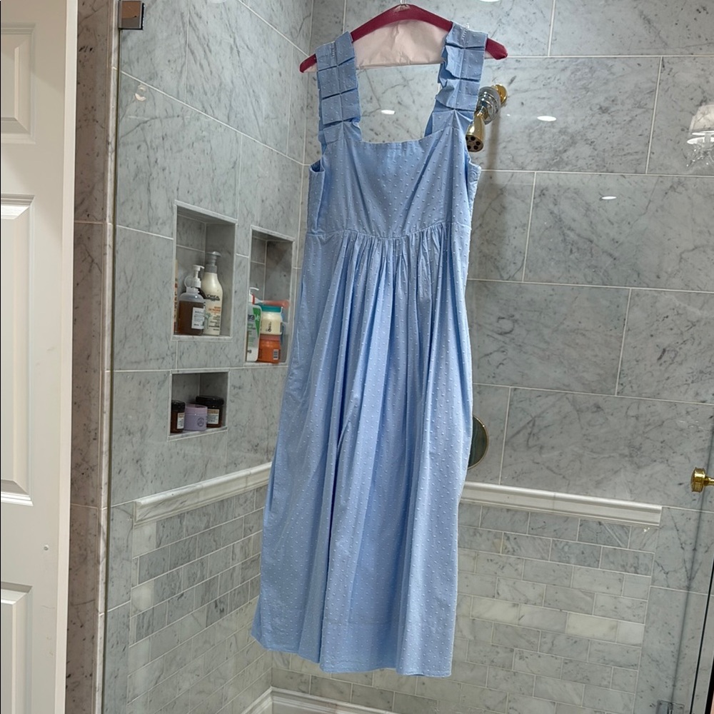 Lake Pajamas Blue Pleated Dress - Small
